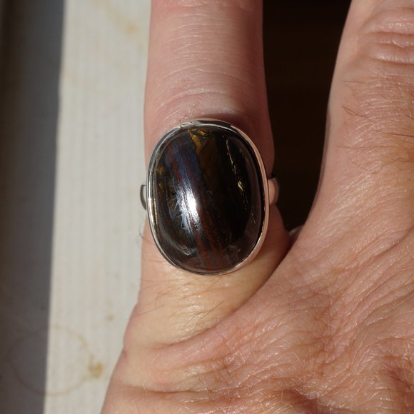 Sterling Silver (.925) Genuine Tiger Iron Ring - Picture 9 of 9